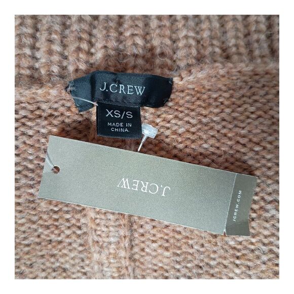 J. Crew Relaxed Oversized Merino Wool Alpaca Pullover Poncho Tan Brown XS/S - Picture 3 of 5